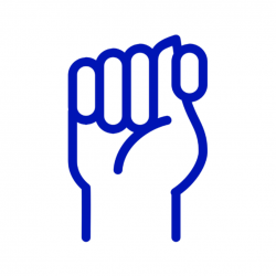 blue logotype of the fist