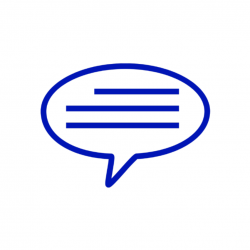 blue logotype of the talking symbol